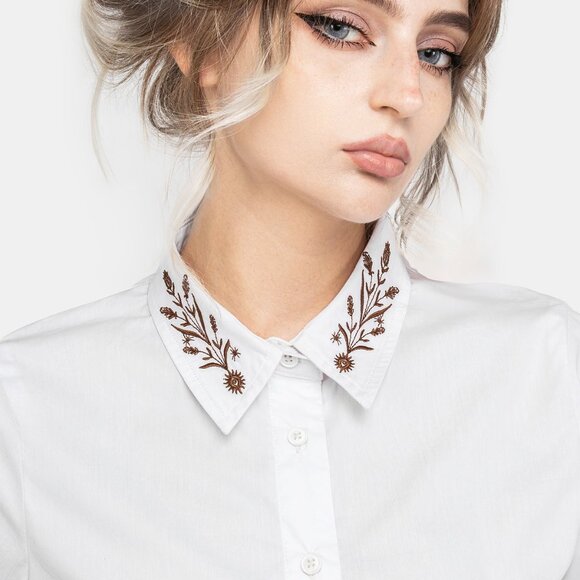 Disturbia Cybele Botanical Embroidered Button Up Shirt - Women's US Size 14 NWT - Picture 3 of 6